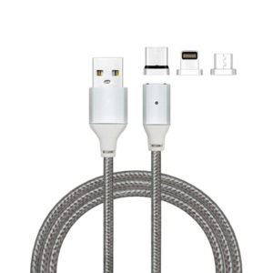 LJideals-3 in 1 Magnetic Charger Cable with Micro USB, Type C, Lightning Connector for Android iPhone Devices Charging Data Sync Transfer