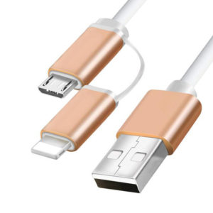 LJideals - 2-in-1 Lightning and Micro USB Cable, Durable Lightning to USB Data Sync Charging Cable for iPhone ,Android