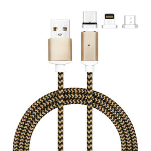 LJideals-Fabric Braided 3 in 1 Super Magnetic Charging & Data Transfer Cable for Smart Phone and Tablets