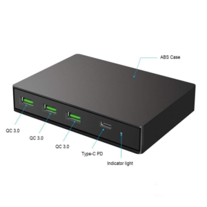 LJideals-65W Multi-Port USB-C PD charger +3-Port USB3.0+ Type-C Power Delivery(45W) Compatible with latest phone and laptop